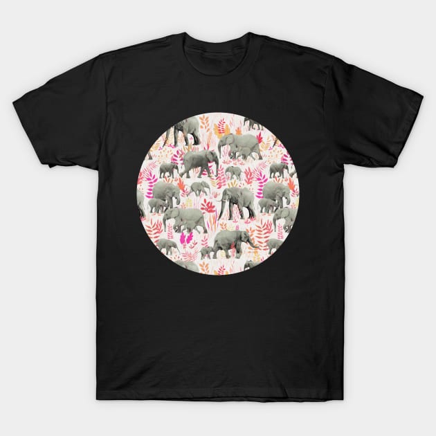 Sweet Elephants in Pink, Orange and Cream T-Shirt by micklyn